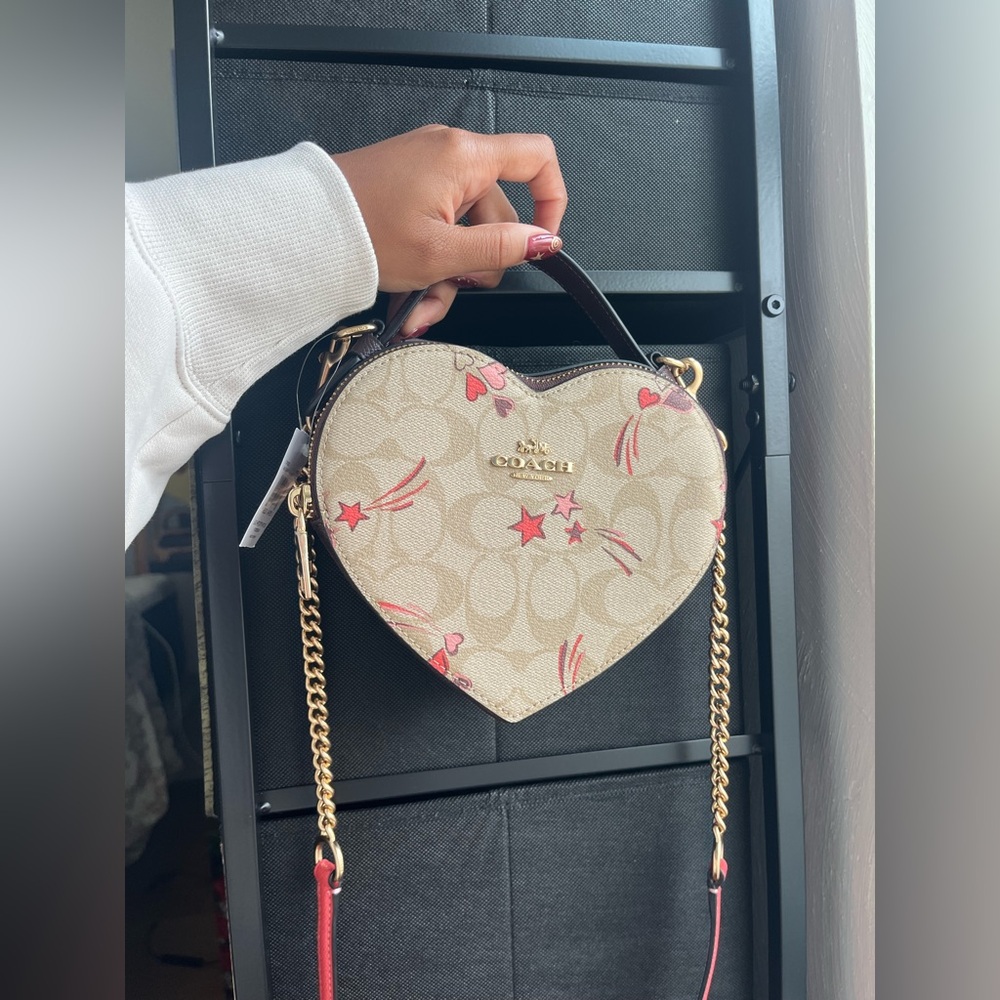 Coach Heart Crossbody In Signature Canvas With Heart And Star Print CK523